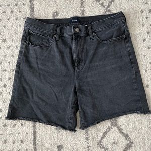J Crew black denim long cut off shorts